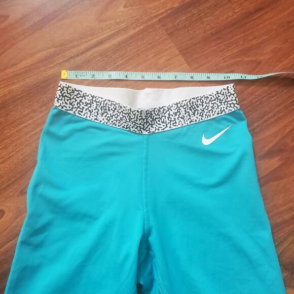 Nike PRO Dri-Fit Mezzo Training Tights Women's XS Turquoise White Logo - Picture 13 of 16